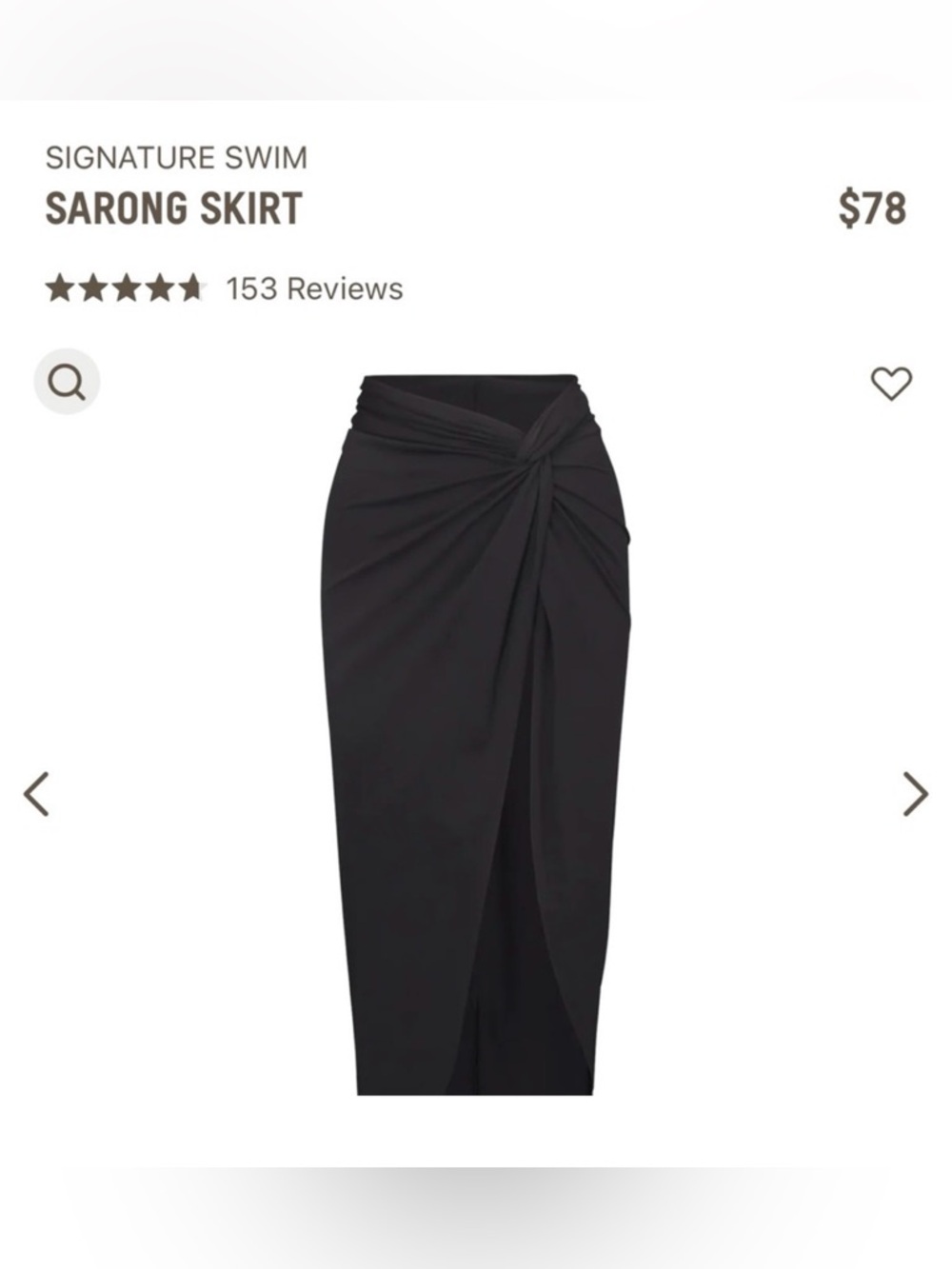 SKIMS Black Midi Sarong Knot Skirt